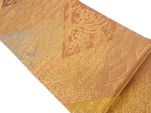 リサイクル　鳳凰に花・古典柄模様織出し袋帯